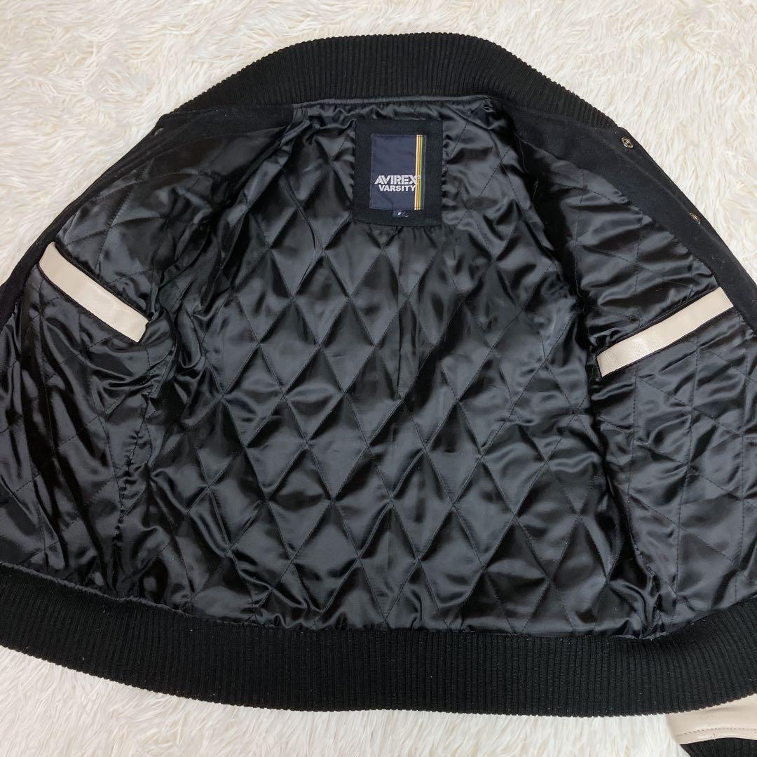 AVIREX スタジャン　レザー　羊革　ワッペン　刺繍　トラ　タイガー
