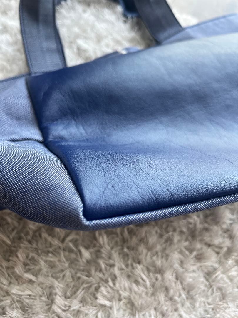 familiar 【美品】デニム地トートバッグ マチ付き ファスナー付き