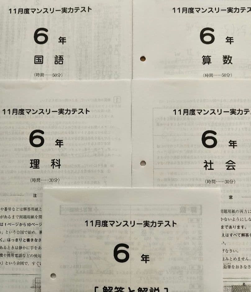 【最新版】2025年度 SAPIX 6年 マンスリー　組分け復習テスト　欠番なし