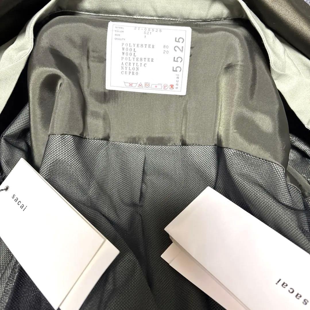 新品 sacai サカイ オリーブグリーン スーチングレイヤードジャケット