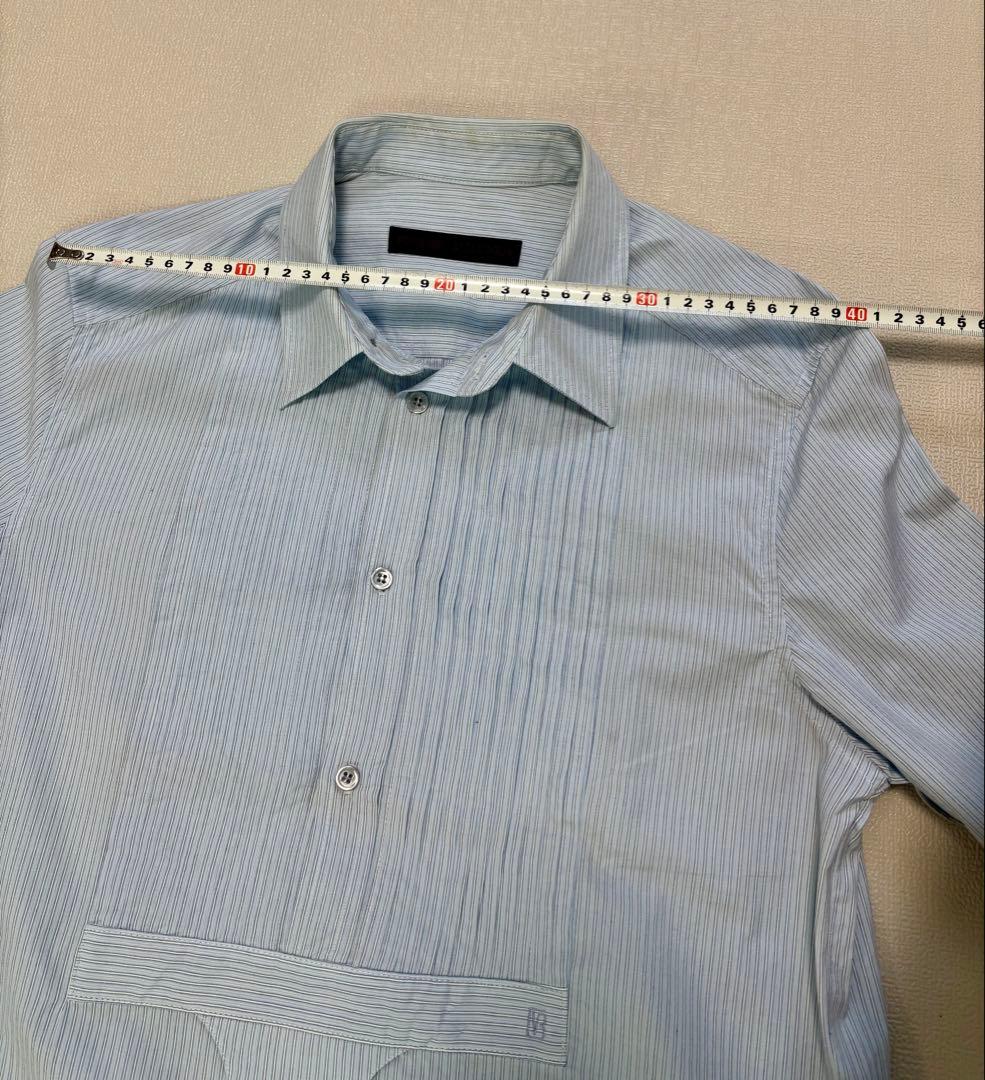 ストライプ 長袖シャツ フロントタック入り