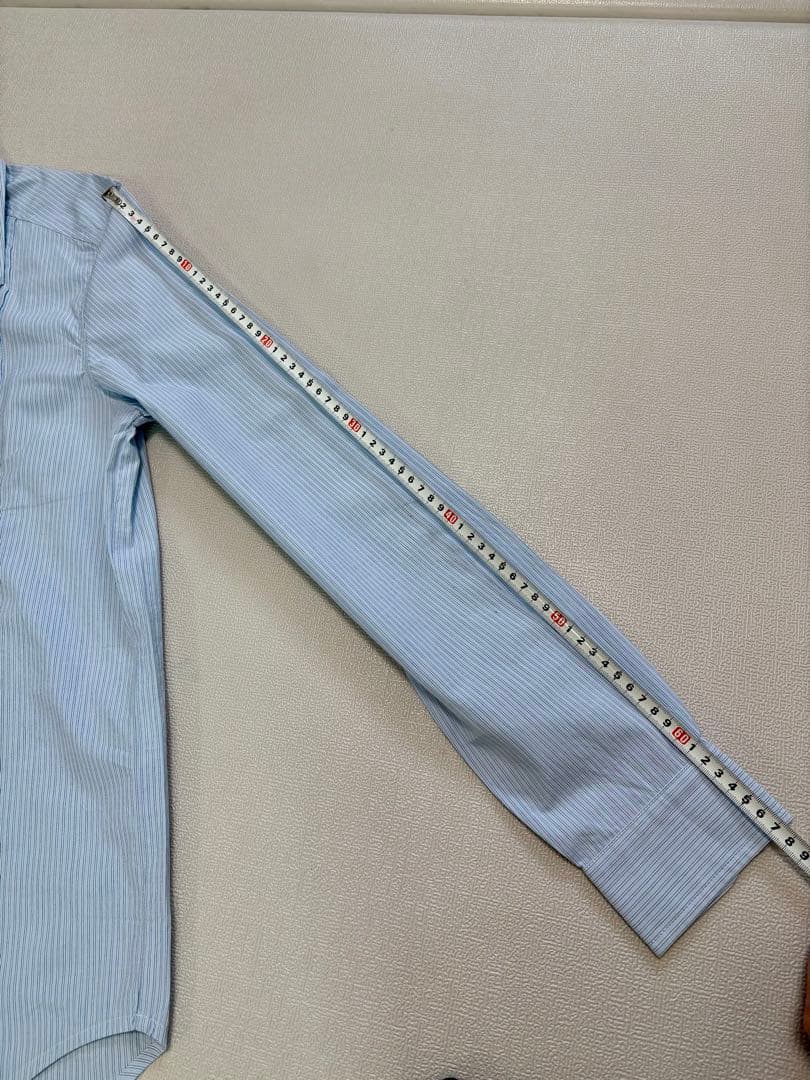 ストライプ 長袖シャツ フロントタック入り