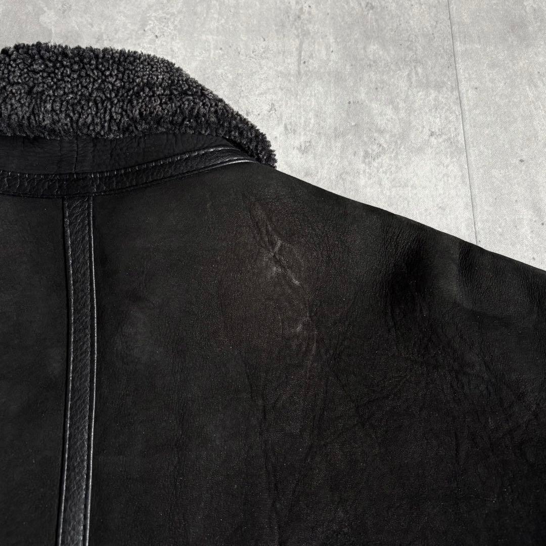 【90s vintage】B-3 フライトジャケット　ヌバック　本革　墨黒　短丈
