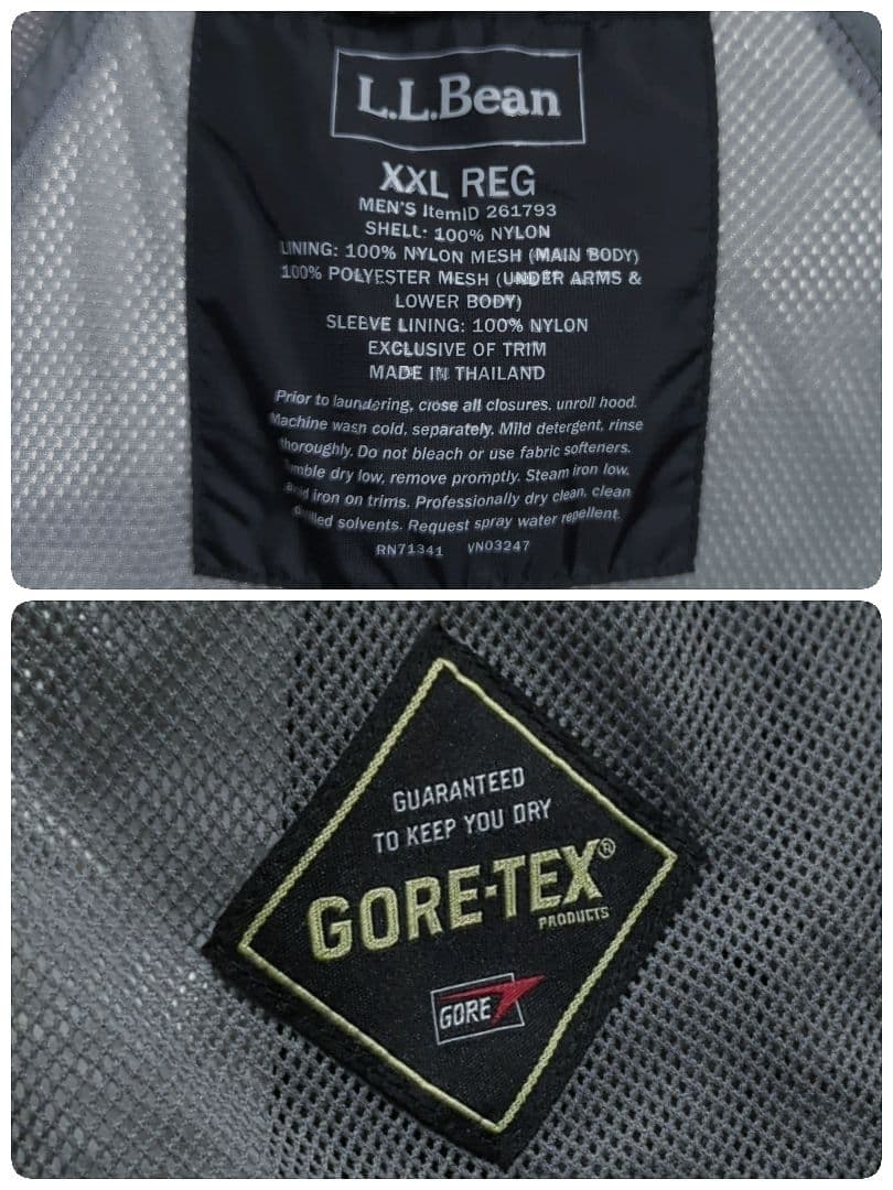 L.L.Beanゴアテックスマウンテンパーカー ブラック　刺繍ロゴ　メンズXXL