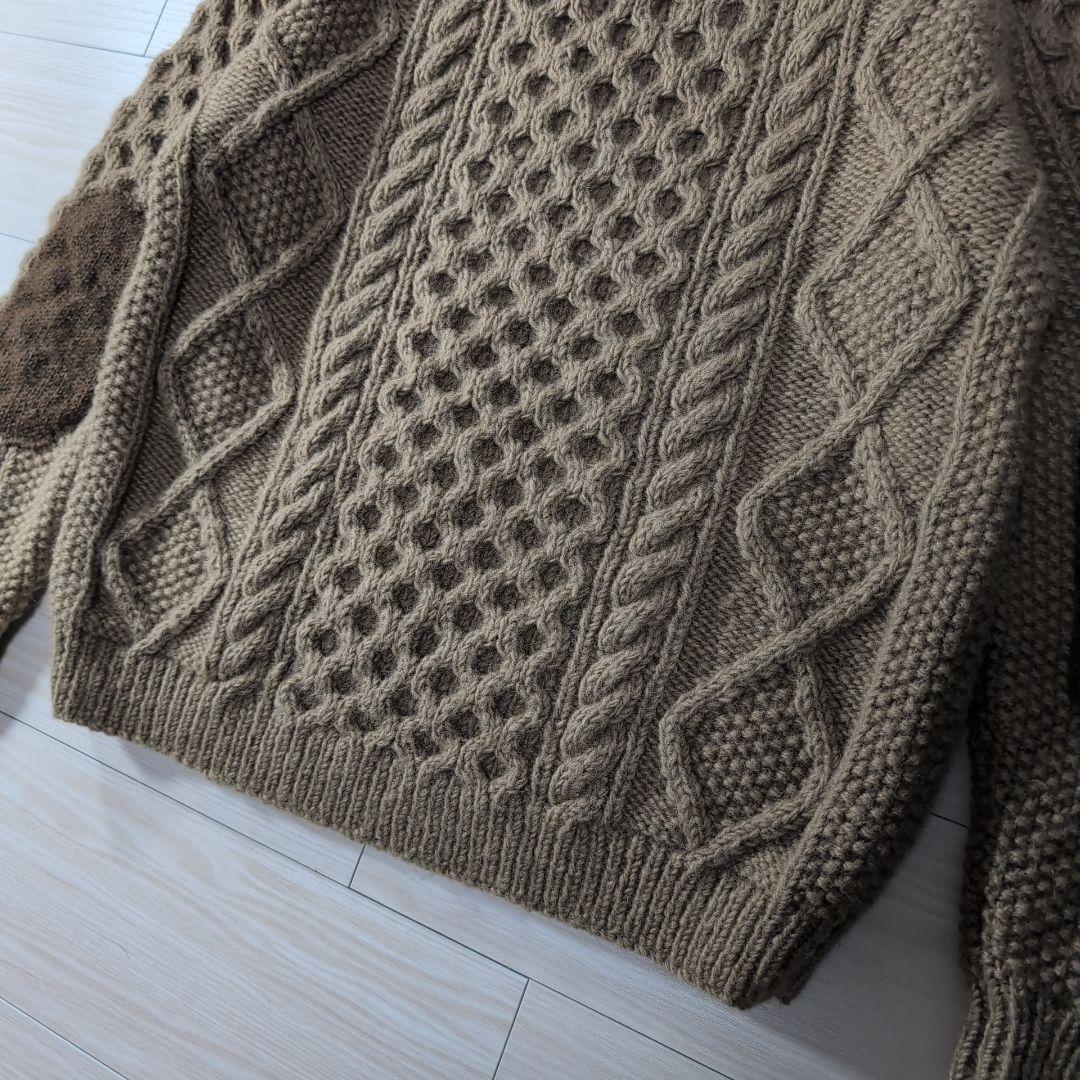 ヒマラヤンクライマーズ ハンドニット エルボーパッチ アラン編 肉厚