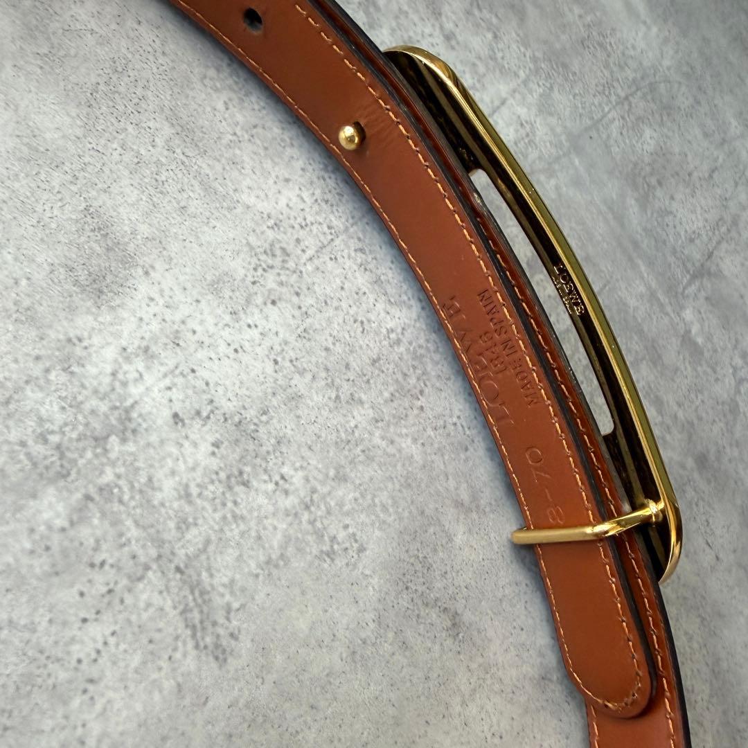 【LOEWE】アナグラム バックル レザーベルト ゴールド28-70 スペイン製